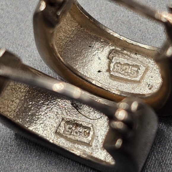 Sterling Silver 925 Square Hoop Earrings .75" Lever-Back 4.9g Modern Minimalist - Picture 4 of 7